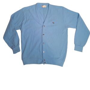VINTAGE 80s baby blue button up Arnold Palmer v-neck cardigan sweater L